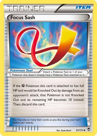 Focus Sash 091 - Reverse Holofoil XY Furious Fists - Uncommon