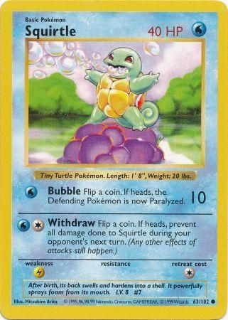 Squirtle 063 - Unlimited Base Set Shadowless - Common