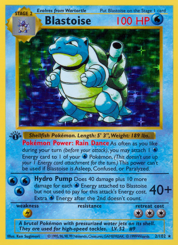 Blastoise 002 - 1st Edition Holofoil Base Set Shadowless - Holo Rare