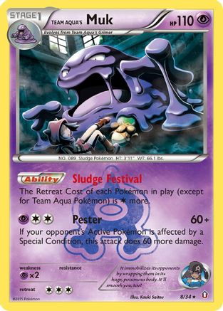 Team Aqua's Muk 008 - Reverse Holofoil Double Crisis - Holo Rare