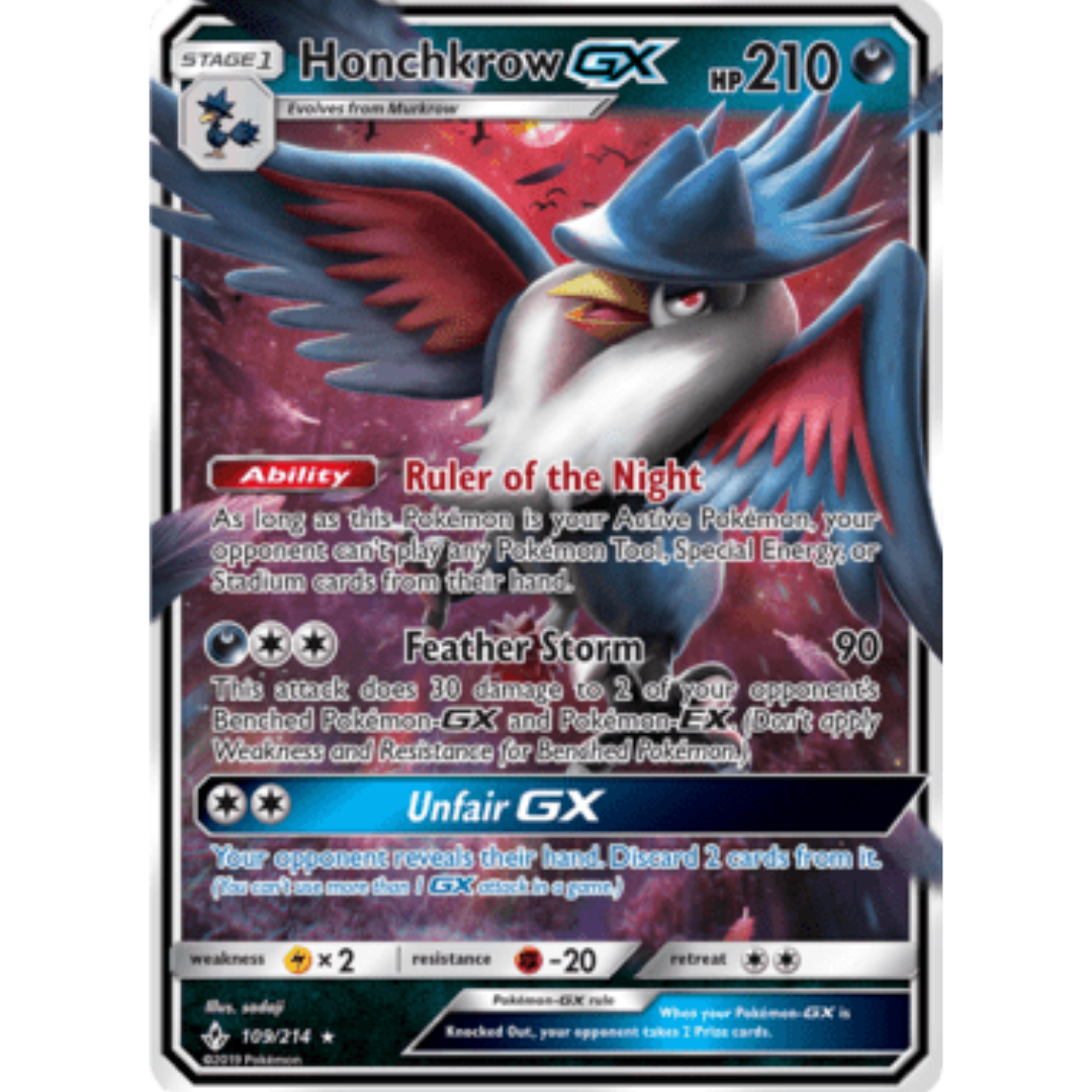 Honchkrow GX 109 - Holofoil SM Unbroken Bonds - Ultra Rare
