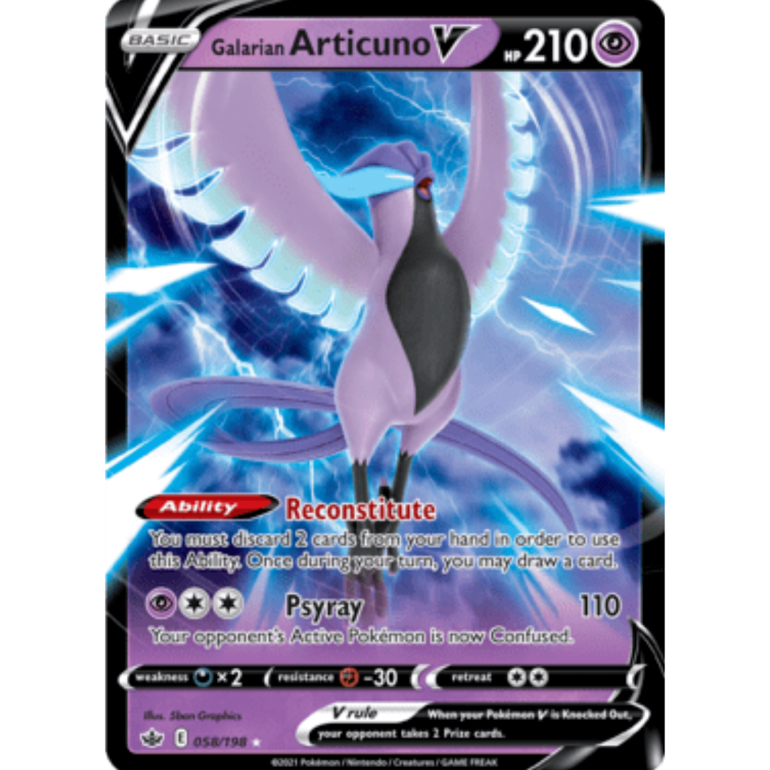 Galarian Articuno V 058 - Holofoil SWSH06 Chilling Reign - Ultra Rare