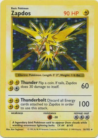 Zapdos Base Set Shadowless - Holo Rare