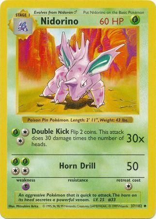 Nidorino 037 - Unlimited Base Set Shadowless - Uncommon