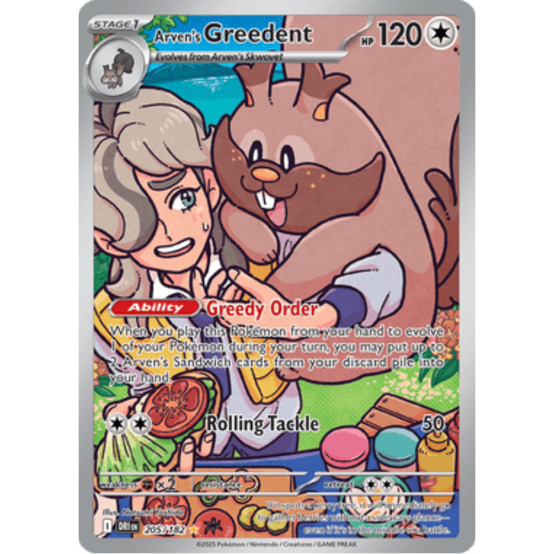 Arven's Greedent 205/182 - Holofoil SV10 Destined Rivals - Illustration Rare
