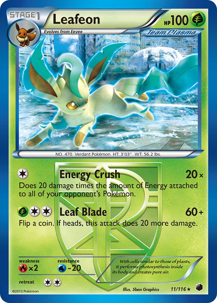Leafeon - 11/116 (BW Plasma Freeze)/116 - Holofoil Deck Exclusives - Holo Rare