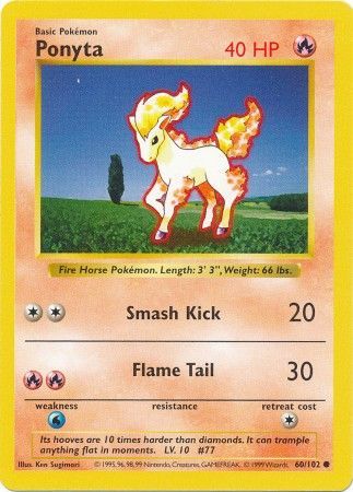 Ponyta 060 - Unlimited Base Set Shadowless - Common
