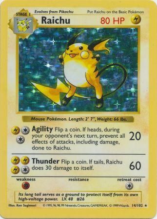 Raichu Base Set Shadowless - Holo Rare