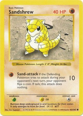 Sandshrew 062 - Unlimited Base Set Shadowless - Common
