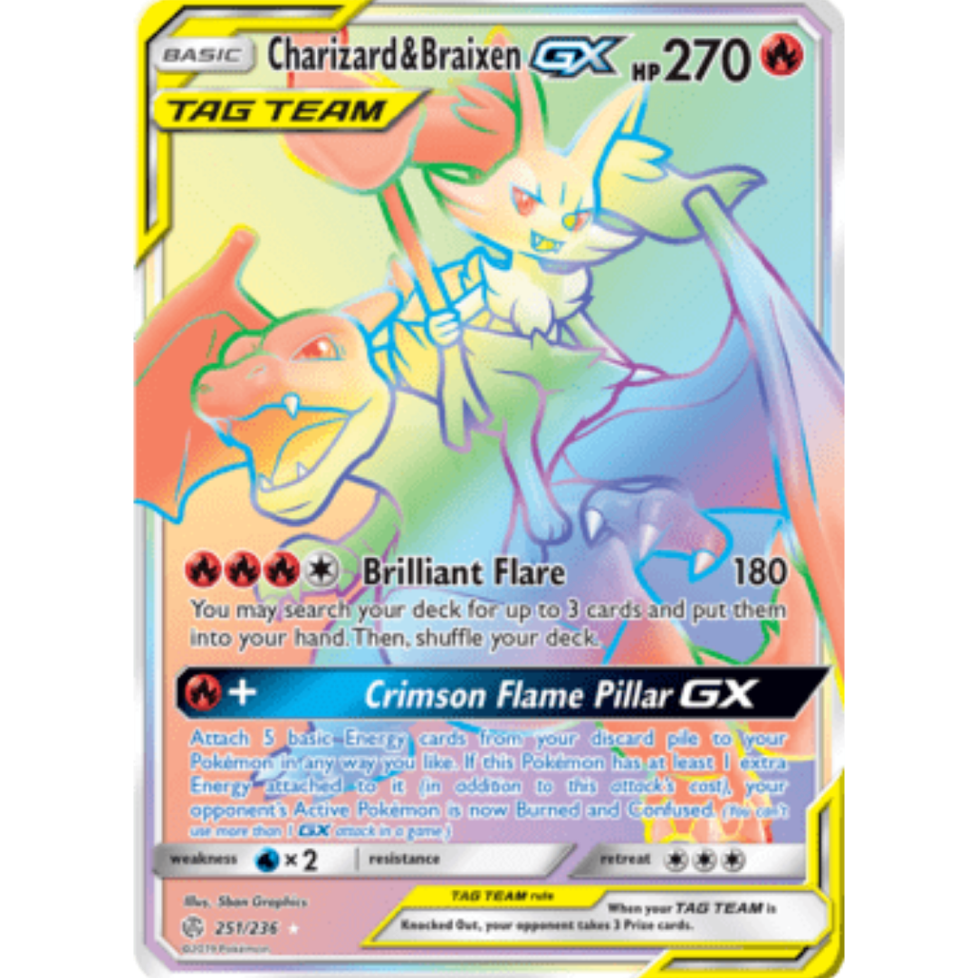 Charizard & Braixen GX (Secret) 251 - Holofoil SM Cosmic Eclipse - Secret Rare