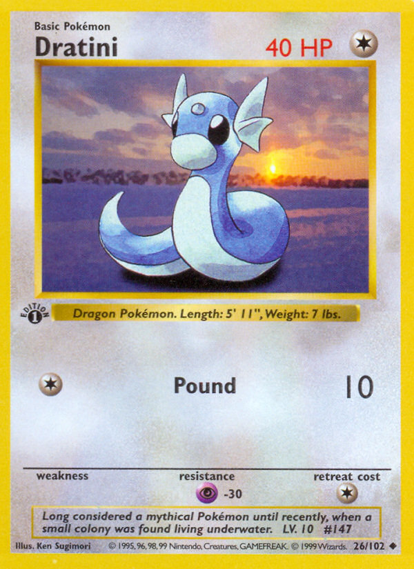 Dratini 026/102 - 1st Edition Base Set Shadowless - Uncommon