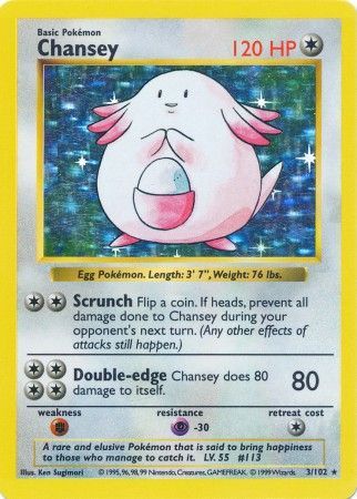 Chansey/102 Base Set Shadowless - Holo Rare