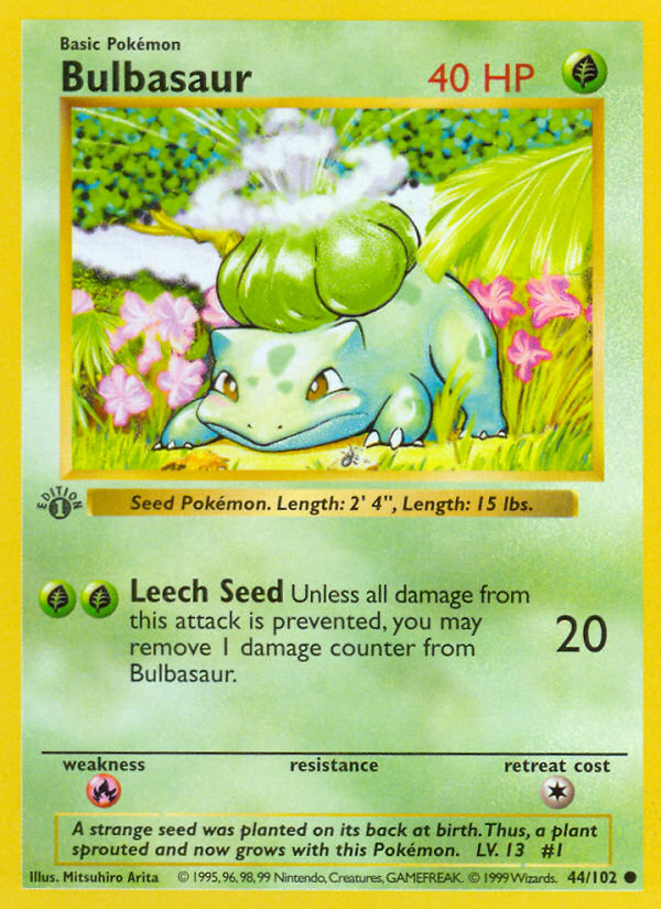 Bulbasaur 044/102 - 1st Edition Base Set Shadowless - Common