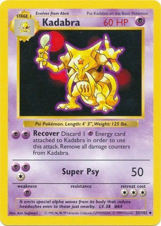 Kadabra 032 - Unlimited Base Set Shadowless - Uncommon