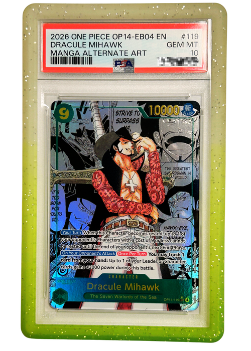 PSA 10 Dracule Mihawk (OP14/EB04-119) Alternate Art Manga