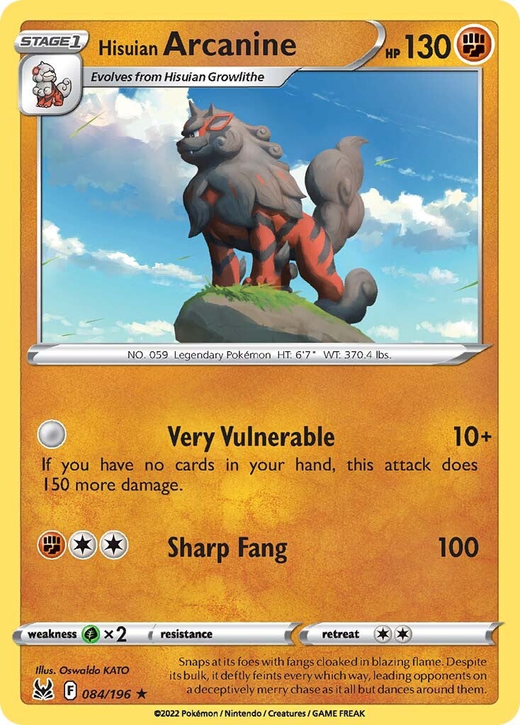 Hisuian Arcanine 084  - Holofoil SWSH11 Lost Origin - Holo Rare