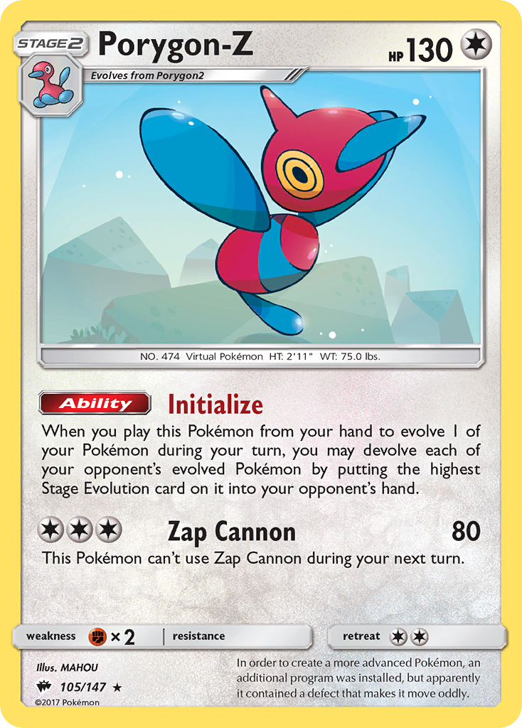 Porygon-Z 105  - Holofoil SM  Burning Shadows - Holo Rare
