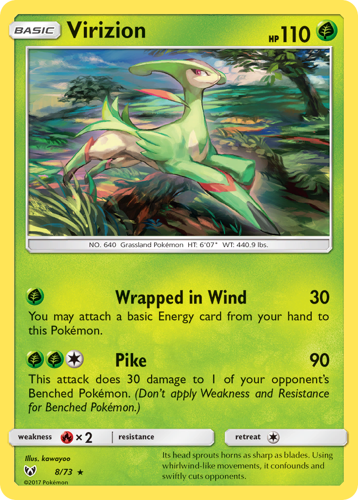 Virizion 008  - Holofoil Shining Legends - Holo Rare