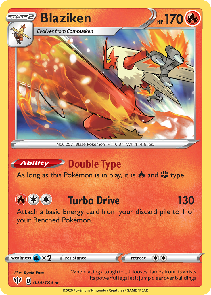 Blaziken 024  - Holofoil SWSH03 Darkness Ablaze - Holo Rare