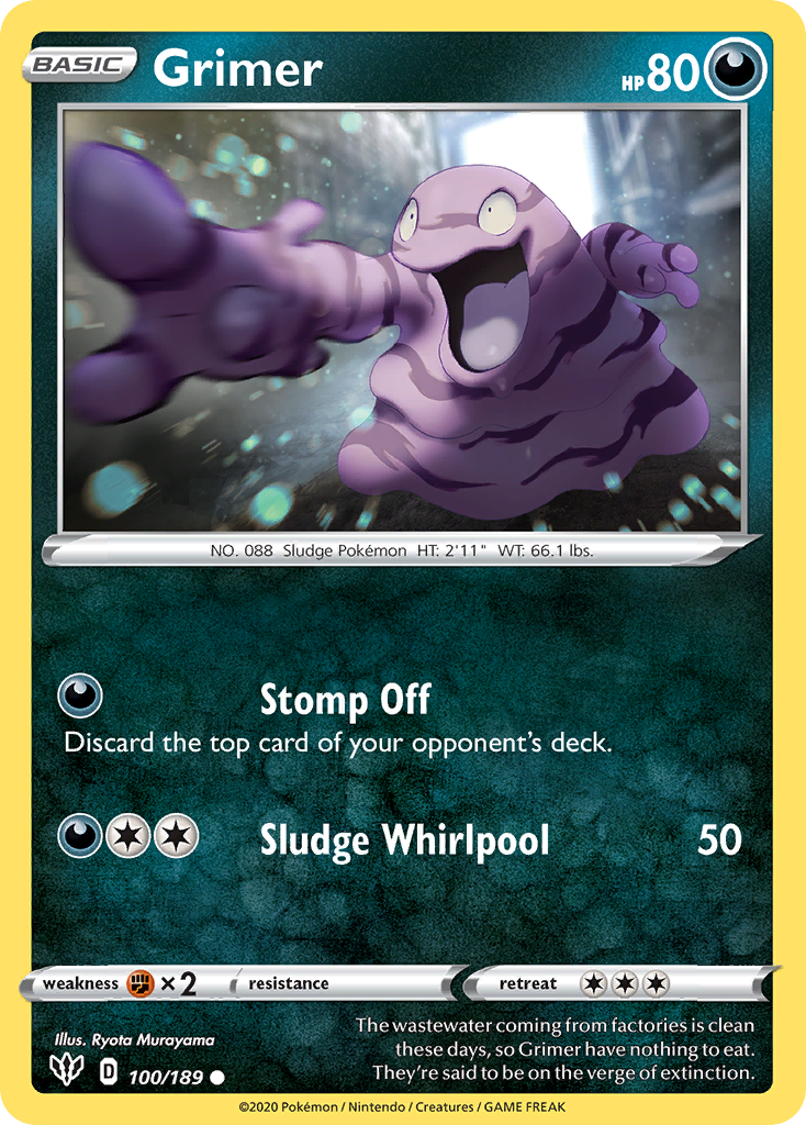 Grimer 100  SWSH03 Darkness Ablaze - Common