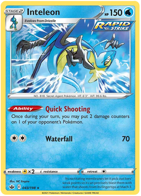 Inteleon 043  - Holofoil SWSH06 Chilling Reign - Holo Rare