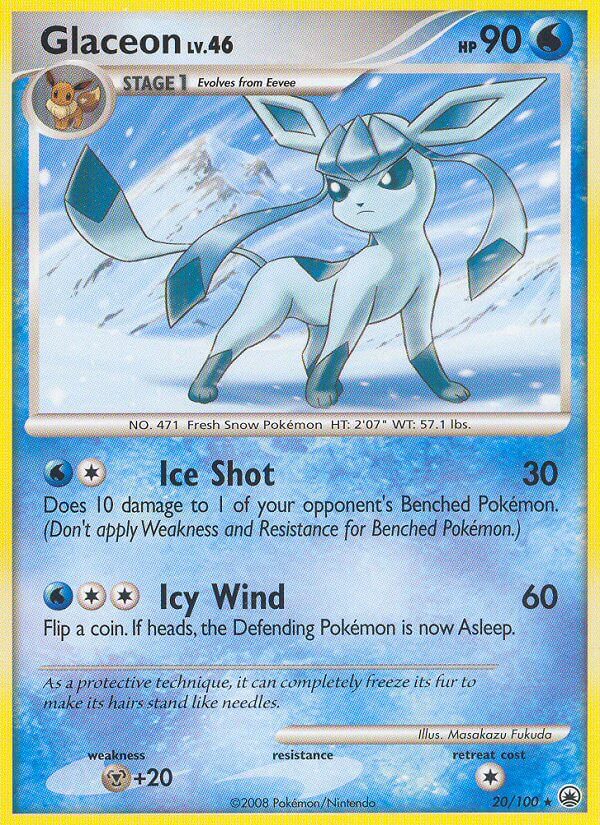 Glaceon - 20/100 (DP Majestic Dawn)/100  - Holofoil Deck Exclusives - Holo Rare