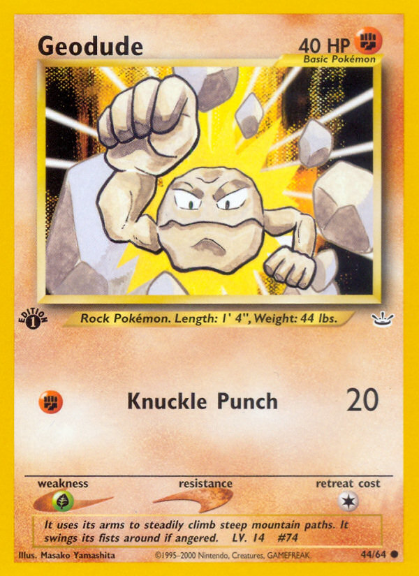 Geodude 044  - 1st Edition Neo Revelation - Common
