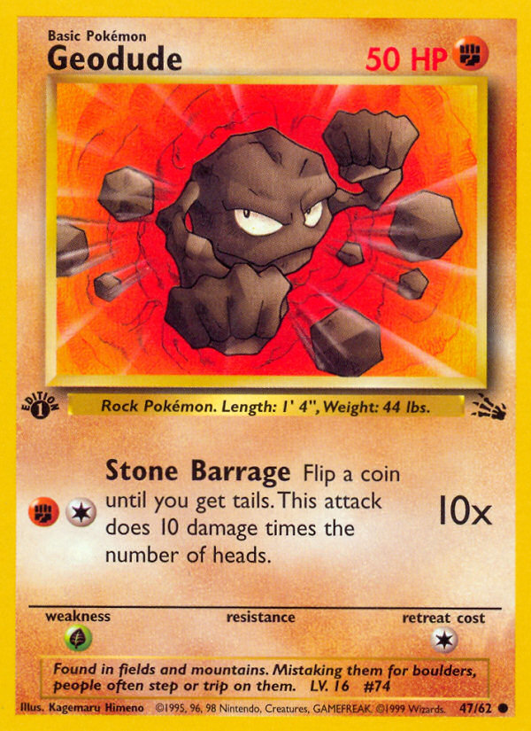 Geodude 047  - 1st Edition Fossil - Common