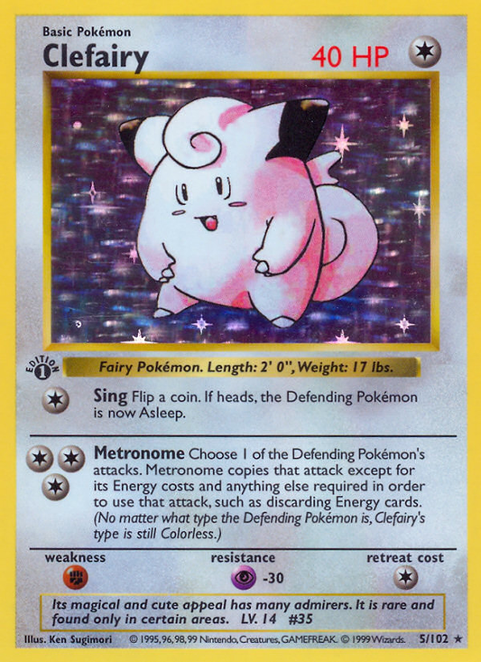 Clefairy 005  - 1st Edition Holofoil Base Set Shadowless - Holo Rare