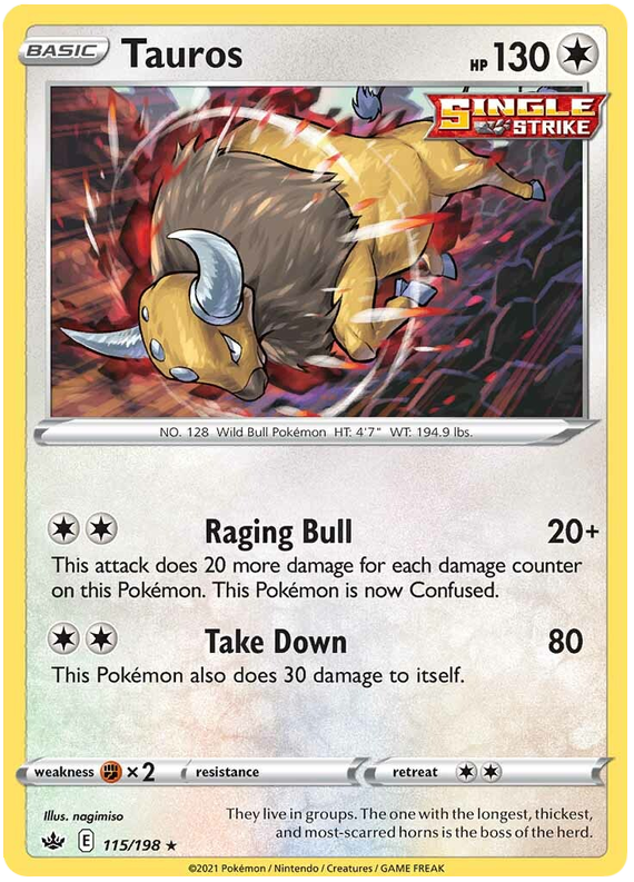 Tauros 115  - Holofoil SWSH06 Chilling Reign - Holo Rare