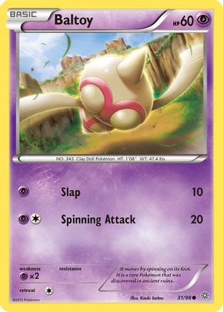 Baltoy (31)  - Reverse Holofoil XY  Ancient Origins - Common