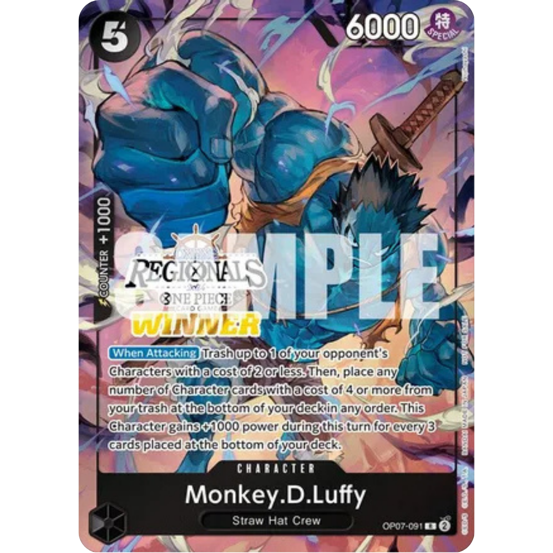 Monkey.D.Luffy (091) (Online Regional 2024 Vol. 3) [Winner] (OP07-091) - One Piece Promotion Cards Foil