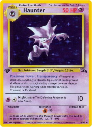Haunter (6) 006  - 1st Edition Holofoil Fossil - Holo Rare