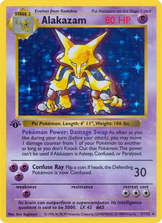 Alakazam  - Unlimited Holofoil Base Set Shadowless - Holo Rare