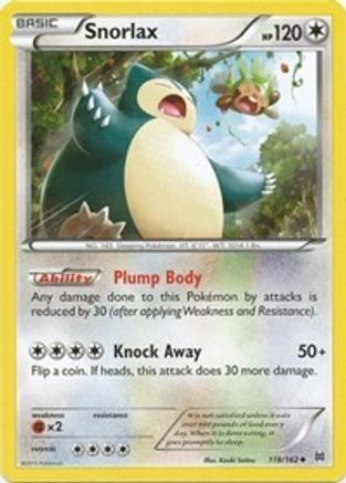 Snorlax 118  - Reverse Holofoil XY  BREAKthrough - Uncommon