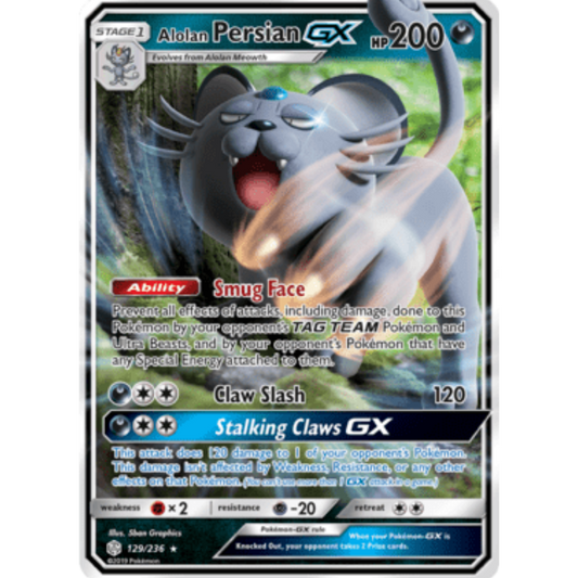 Alolan Persian GX 129/236  - Holofoil SM  Cosmic Eclipse - Ultra Rare
