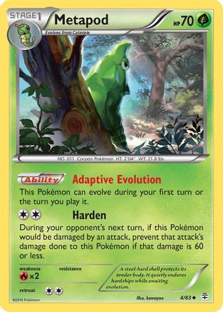 Metapod 004  - Reverse Holofoil Generations - Uncommon