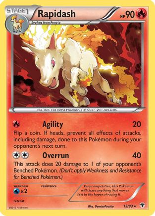 Rapidash 015  - Reverse Holofoil Generations - Rare