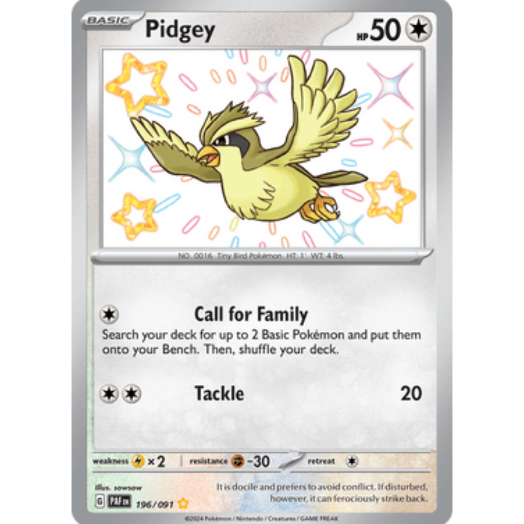 Pidgey 196  - Holofoil SV Paldean Fates - Shiny Rare