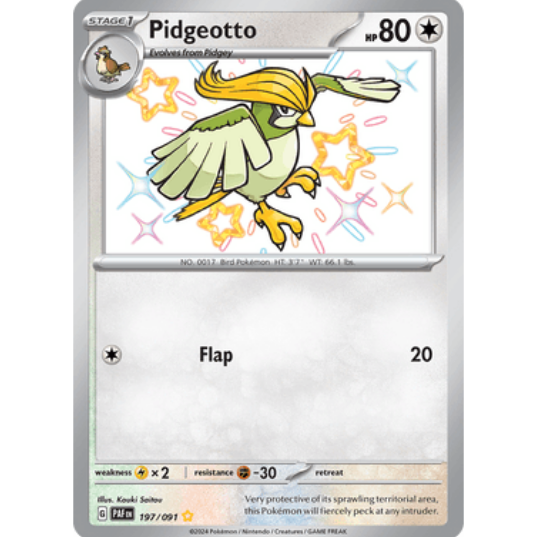 Pidgeotto 197  - Holofoil SV Paldean Fates - Shiny Rare