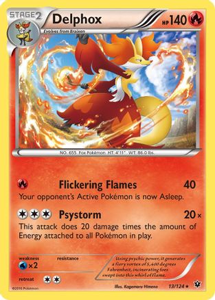 Delphox 013  - Holofoil XY  Fates Collide - Holo Rare