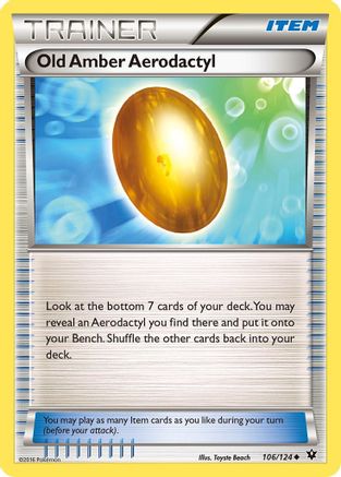 Old Amber Aerodactyl/124  XY  Fates Collide - Uncommon