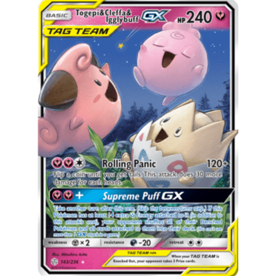 Togepi & Cleffa & Igglybuff GX 143/236  - Holofoil SM  Cosmic Eclipse - Ultra Rare