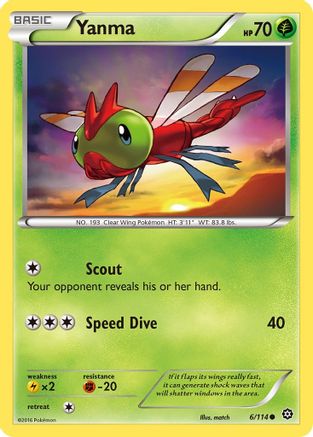 Yanma 006  - Reverse Holofoil XY  Steam Siege - Common