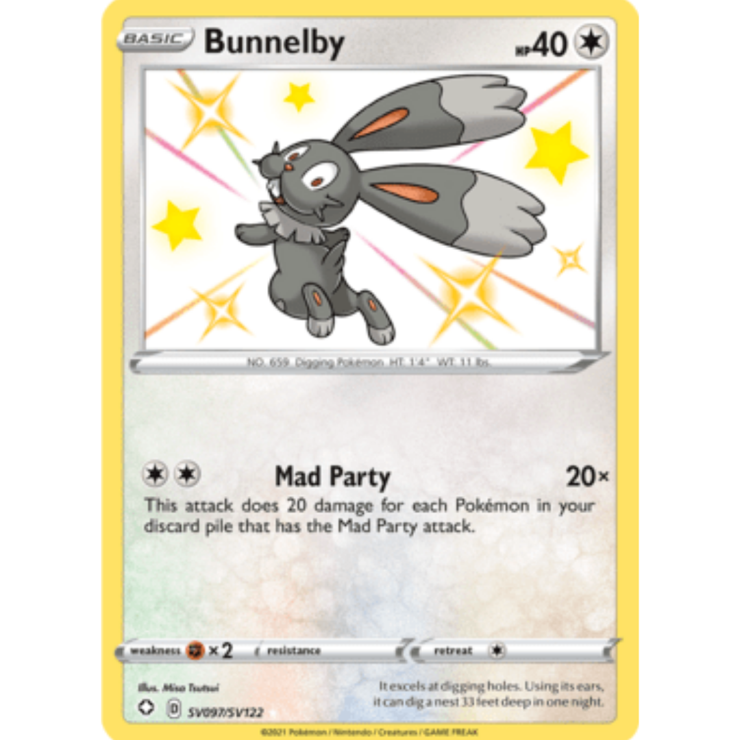 Bunnelby SV097  - Holofoil Shining Fates Shiny Vault - Shiny Holo Rare