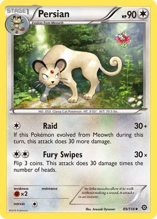 Persian 089  - Reverse Holofoil XY  Steam Siege - Uncommon