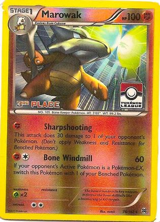 Marowak - 78/162 (Pokemon League) [3rd Place]/162  - Reverse Holofoil League & Championship Cards - Promo