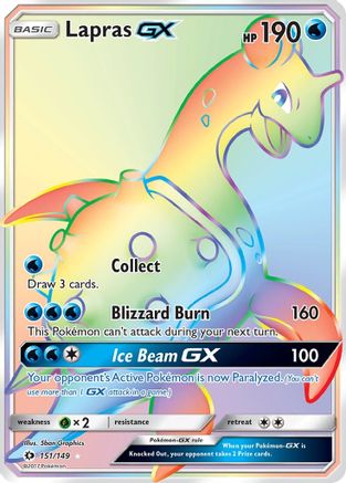Lapras GX (Secret) 151/149  - Holofoil SM Base Set - Secret Rare
