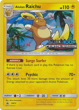 Alolan Raichu - SM72 (Prerelease) [Staff]  - Holofoil SM Promos - Promo