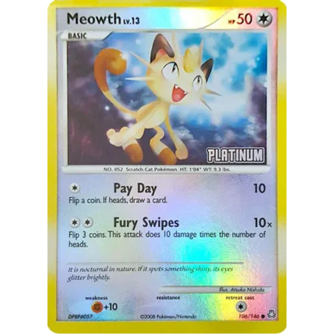 Meowth - 106/146 [Platinum]/146  - Reverse Holofoil Burger King Promos - Promo